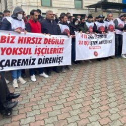 İşten atılan Migros işçileri TÜSİAD önünde Tuncay Özilhan'a seslendi