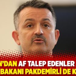 Erdoğan ’dan af talep edenler arasına Tarım Bakanı Pakdemirli de katıldı
